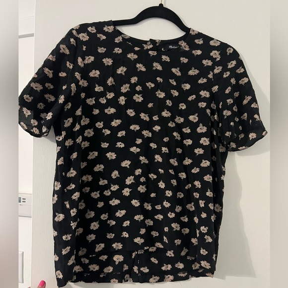 Madewell 100% silk Floral Black and White Women's Top size S (F119) - Picture 2 of 9
